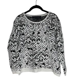 FRENCH CONNECTION Textured Long Sleeve Sweater Black White Women's S